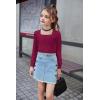 Arshiner Girls Shirt Casual Square Neck Long Sleeve Shirts Fall Winter Tunic Tops For Girls 5-12 Years(Maroon)