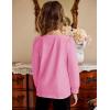 Arshiner Girls Shirt Casual Square Neck Long Sleeve Shirts Fall Winter Tunic Tops For Girls 5-12 Years(Rose Red)