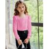 Arshiner Girls Shirt Casual Square Neck Long Sleeve Shirts Fall Winter Tunic Tops For Girls 5-12 Years(Rose Red)