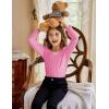 Arshiner Girls Shirt Casual Square Neck Long Sleeve Shirts Fall Winter Tunic Tops For Girls 5-12 Years(Rose Red)