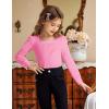 Arshiner Girls Shirt Casual Square Neck Long Sleeve Shirts Fall Winter Tunic Tops For Girls 5-12 Years(Rose Red)