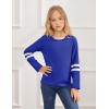 Arshiner Girls Shirts Cotton Casual Basic Long Sleeve Crewneck Color Block Tunic Tee Tops Blouse(Dark Brown)