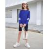 Arshiner Girls Shirts Cotton Casual Basic Long Sleeve Crewneck Color Block Tunic Tee Tops Blouse(Dark Brown)