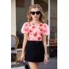 Arshiner Girls Shirts Mesh Puff Short Sleeves Blouse Crewneck Cute Print Summer Kids Tee Tops(Cute Heart)