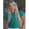 Arshiner Girls Shirts Mesh Puff Short Sleeves Blouse Crewneck Cute Print Summer Kids Tee Tops(Green)