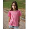 Arshiner Girls Shirts Mesh Puff Short Sleeves Blouse Crewneck Cute Print Summer Kids Tee Tops(Hot Pink)