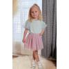 Arshiner Girls Shirts Mesh Puff Short Sleeves Blouse Crewneck Cute Print Summer Kids Tee Tops(Light Blue)