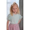 Arshiner Girls Shirts Mesh Puff Short Sleeves Blouse Crewneck Cute Print Summer Kids Tee Tops(Light Blue)
