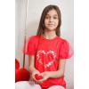 Arshiner Girls Shirts Mesh Puff Short Sleeves Blouse Crewneck Cute Print Summer Kids Tee Tops(Love Heart)