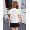 Arshiner Girls Shirts Mesh Puff Short Sleeves Blouse Crewneck Cute Print Summer Kids Tee Tops(Multicolor Gradient)
