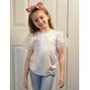 Arshiner Girls Shirts Mesh Puff Short Sleeves Blouse Crewneck Cute Print Summer Kids Tee Tops(Multicolor Gradient)