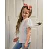 Arshiner Girls Shirts Mesh Puff Short Sleeves Blouse Crewneck Cute Print Summer Kids Tee Tops(Multicolor Gradient)