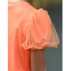 Arshiner Girls Shirts Mesh Puff Short Sleeves Blouse Crewneck Cute Print Summer Kids Tee Tops(Orange)