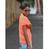 Arshiner Girls Shirts Mesh Puff Short Sleeves Blouse Crewneck Cute Print Summer Kids Tee Tops(Orange)