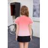 Arshiner Girls Shirts Mesh Puff Short Sleeves Blouse Crewneck Cute Print Summer Kids Tee Tops(Pink Gradient)