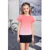 Arshiner Girls Shirts Mesh Puff Short Sleeves Blouse Crewneck Cute Print Summer Kids Tee Tops(Pink Gradient)