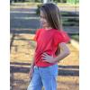 Arshiner Girls Shirts Mesh Puff Short Sleeves Blouse Crewneck Cute Print Summer Kids Tee Tops(Red)