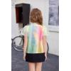Arshiner Girls Shirts Mesh Puff Short Sleeves Blouse Crewneck Cute Print Summer Kids Tee Tops(Tie Dye Happy)