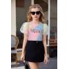 Arshiner Girls Shirts Mesh Puff Short Sleeves Blouse Crewneck Cute Print Summer Kids Tee Tops(Tie Dye Happy)