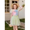Arshiner Girls Shirts Mesh Puff Short Sleeves Blouse Crewneck Cute Print Summer Kids Tee Tops(Tie Dye Happy)