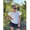 Arshiner Girls Shirts Mesh Puff Short Sleeves Blouse Crewneck Cute Print Summer Kids Tee Tops(White)