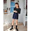 Arshiner Girls Shirts Puff Long Sleeve Shirts Casual Crewneck Tops Tunic Blouse(Black)