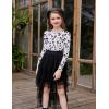 Arshiner Girls Shirts Puff Long Sleeve Shirts Casual Crewneck Tops Tunic Blouse(Leopard White)