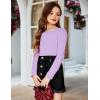 Arshiner Girls Shirts Puff Long Sleeve Shirts Casual Crewneck Tops Tunic Blouse(Lilac)