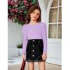 Arshiner Girls Shirts Puff Long Sleeve Shirts Casual Crewneck Tops Tunic Blouse(Lilac)