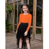 Arshiner Girls Shirts Puff Long Sleeve Shirts Casual Crewneck Tops Tunic Blouse(Orange)