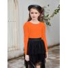 Arshiner Girls Shirts Puff Long Sleeve Shirts Casual Crewneck Tops Tunic Blouse(Orange)