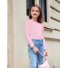Arshiner Girls Shirts Puff Long Sleeve Shirts Casual Crewneck Tops Tunic Blouse(Pink)