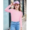 Arshiner Girls Shirts Puff Long Sleeve Shirts Casual Crewneck Tops Tunic Blouse(Pink)