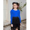 Arshiner Girls Shirts Puff Long Sleeve Shirts Casual Crewneck Tops Tunic Blouse(Royal Blue)