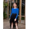 Arshiner Girls Shirts Puff Long Sleeve Shirts Casual Crewneck Tops Tunic Blouse(Royal Blue)