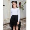 Arshiner Girls Shirts Puff Long Sleeve Shirts Casual Crewneck Tops Tunic Blouse(White)