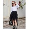 Arshiner Girls Shirts Puff Long Sleeve Shirts Casual Crewneck Tops Tunic Blouse(White)