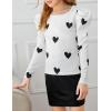 Arshiner Girls Shirts Puff Long Sleeve Shirts Casual Crewneck Tops Tunic Blouse(White Heart)