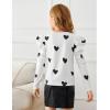Arshiner Girls Shirts Puff Long Sleeve Shirts Casual Crewneck Tops Tunic Blouse(White Heart)