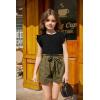 Arshiner Girls Shirts Ruffle Short Sleeve Summer Cute Casual Crewneck Tops Blouse Tee(Black)