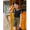 Arshiner Girls Shirts Ruffle Short Sleeve Summer Cute Casual Crewneck Tops Blouse Tee(Black)