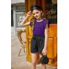 Arshiner Girls Shirts Ruffle Short Sleeve Summer Cute Casual Crewneck Tops Blouse Tee(Dark Purple)