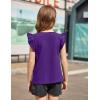 Arshiner Girls Shirts Ruffle Short Sleeve Summer Cute Casual Crewneck Tops Blouse Tee(Dark Purple)