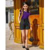 Arshiner Girls Shirts Ruffle Short Sleeve Summer Cute Casual Crewneck Tops Blouse Tee(Dark Purple)