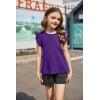 Arshiner Girls Shirts Ruffle Short Sleeve Summer Cute Casual Crewneck Tops Blouse Tee(Dark Purple)