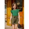 Arshiner Girls Shirts Ruffle Short Sleeve Summer Cute Casual Crewneck Tops Blouse Tee(Green)