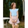 Arshiner Girls Shirts Ruffle Short Sleeve Summer Cute Casual Crewneck Tops Blouse Tee(Light Blue)