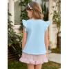 Arshiner Girls Shirts Ruffle Short Sleeve Summer Cute Casual Crewneck Tops Blouse Tee(Light Blue)