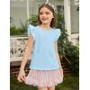 Arshiner Girls Shirts Ruffle Short Sleeve Summer Cute Casual Crewneck Tops Blouse Tee(Light Blue)