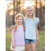 Arshiner Girls Shirts Ruffle Short Sleeve Summer Cute Casual Crewneck Tops Blouse Tee(Light Blue)
